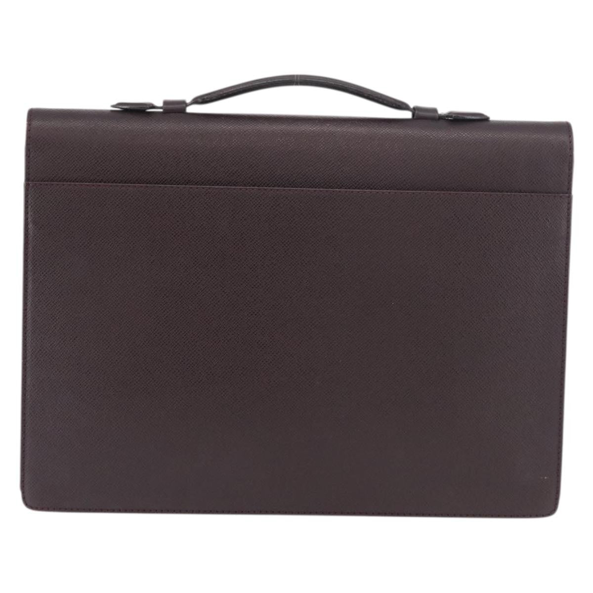 Louis Vuitton Serviette Kourad Briefcase Taiga Leather Burgundy Leather Briefcase Bag ( )
