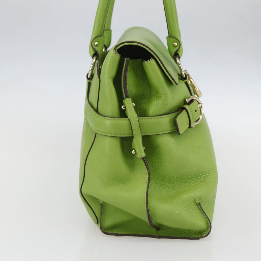 Salvatore Ferragamo Virna Satchel Leather Green Leather Handbag (Authentic  )