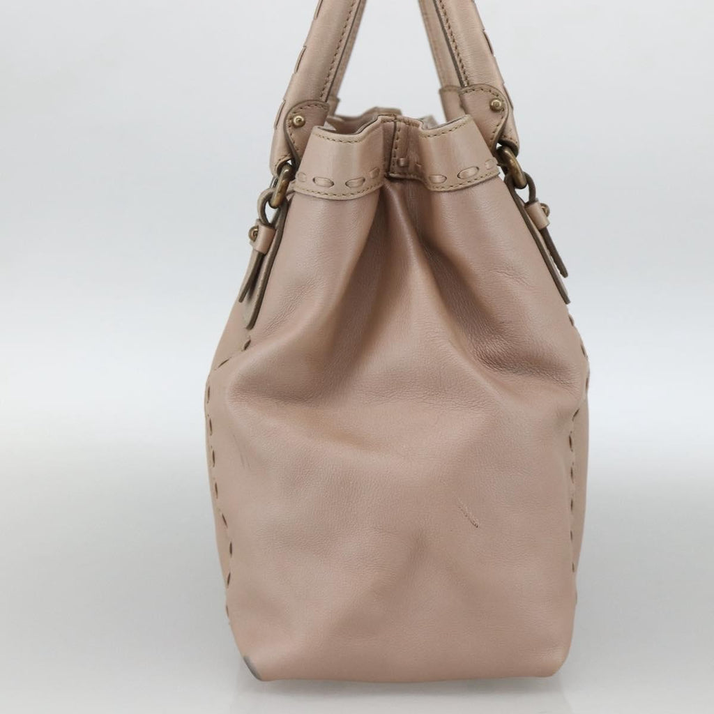 Salvatore Ferragamo Gancini Handbag Leather Beige Leather Handbag (Authentic  )