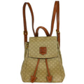 Celine Vintage Macadam Backpack Canvas And Leather Beige Canvas Backpack Bag (Authentic  )