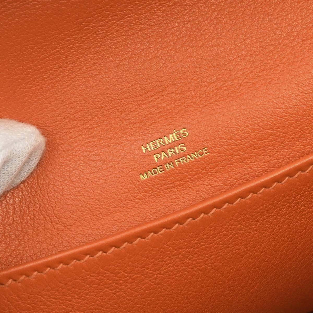 Hermes Kelly Pochette Swift Orange Leather Handbag ( )