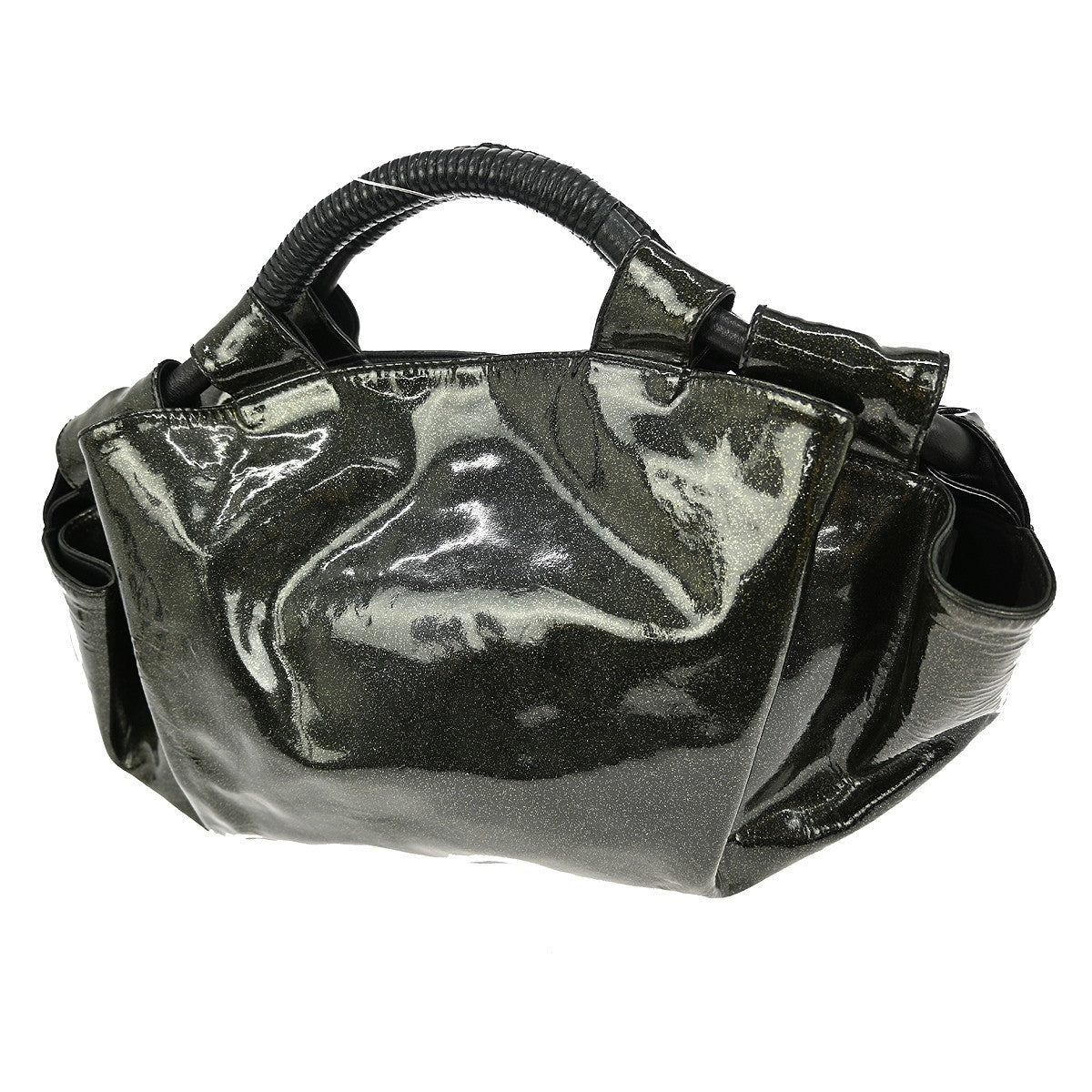 Loewe Anagram Logo Nappa Aire Hand Bag Patent Leather Black Patent_Leather Handbag ( )