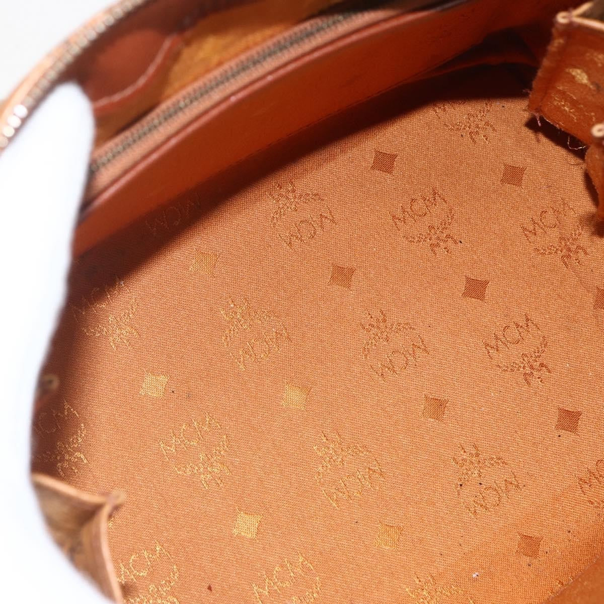 MCM Visetos Logogramme Handbag Canvas And Leather Brown Canvas Handbag (Authentic  )