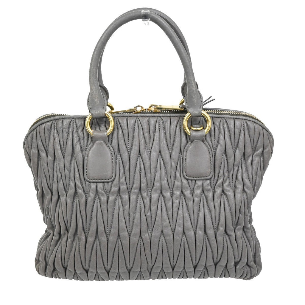Miu Miu Madras Bowler Bag Matelasse Leather Purple Leather Handbag (Authentic  )