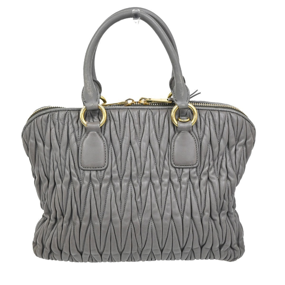 Miu Miu Madras Bowler Bag Matelasse Leather Purple Leather Handbag (Authentic  )