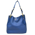 Prada Rolled Hobo Vitello Daino Blue Leather Handbag ( )