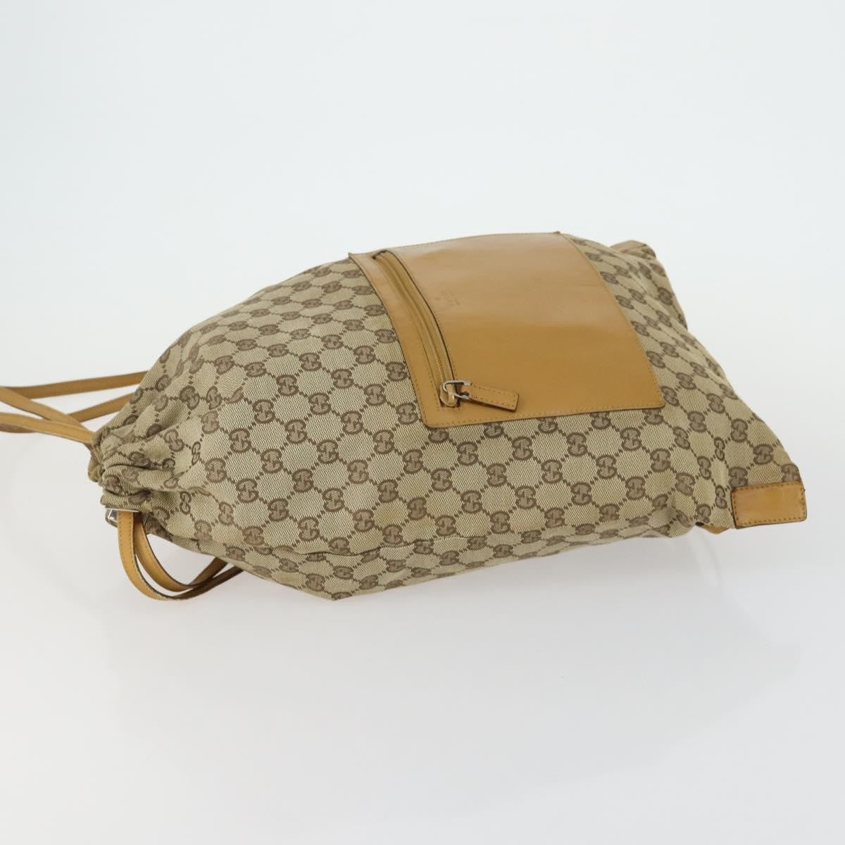 Gucci Drawstring Backpack Gg Canvas Beige Canvas Backpack Bag (Authentic  )