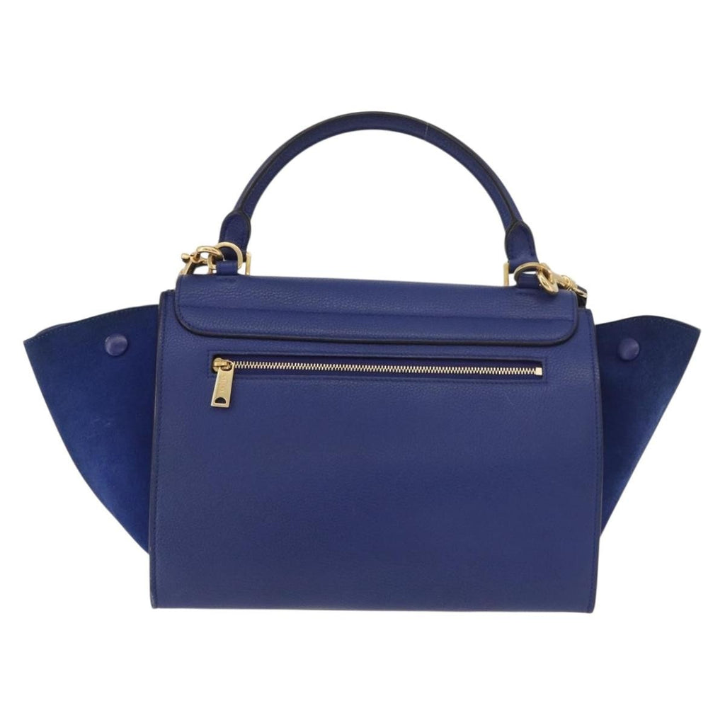 Celine Trapeze Bag Leather Blue Leather Handbag ( )