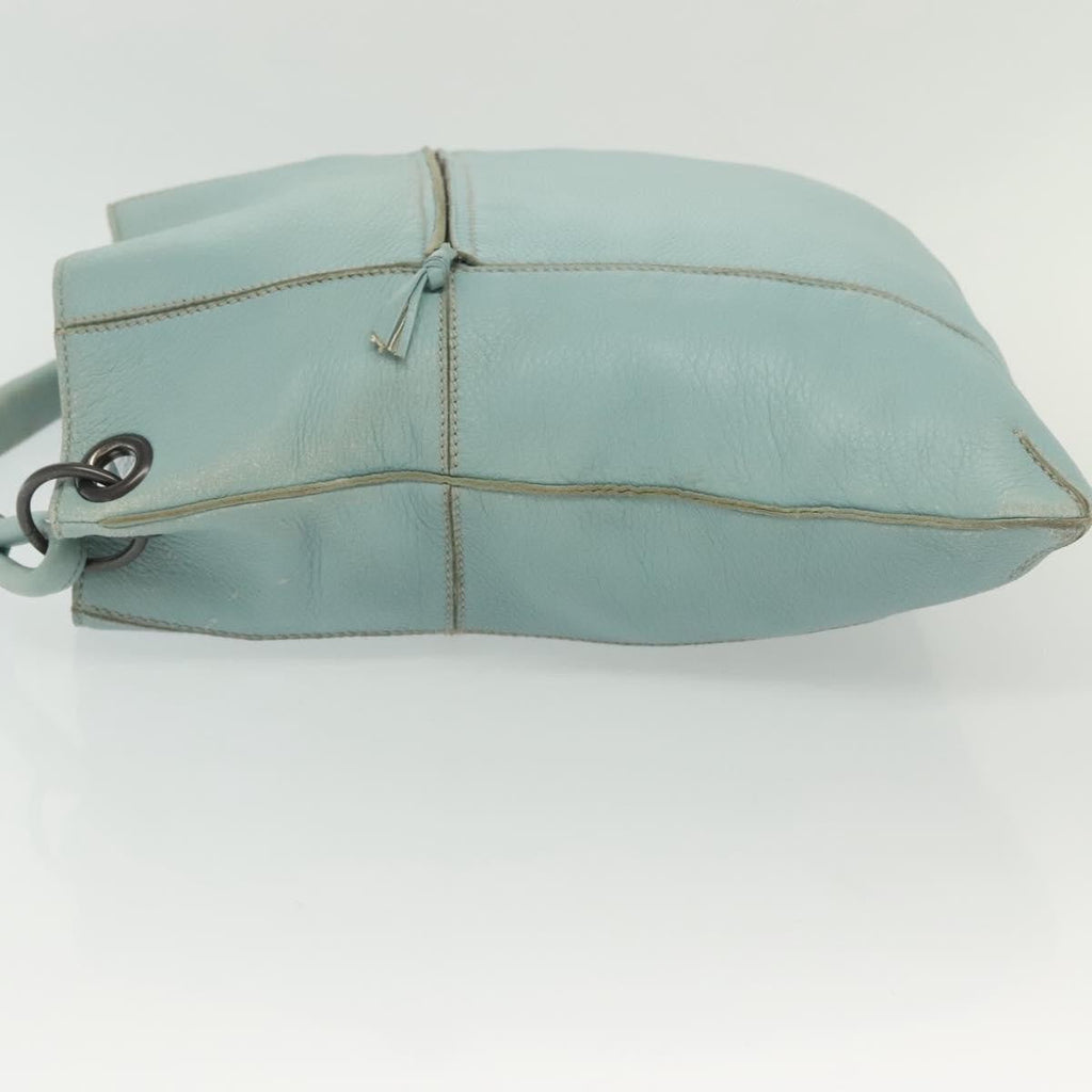 Bottega Veneta Front Zip Hobo Leather Blue Leather Bag (Authentic  )