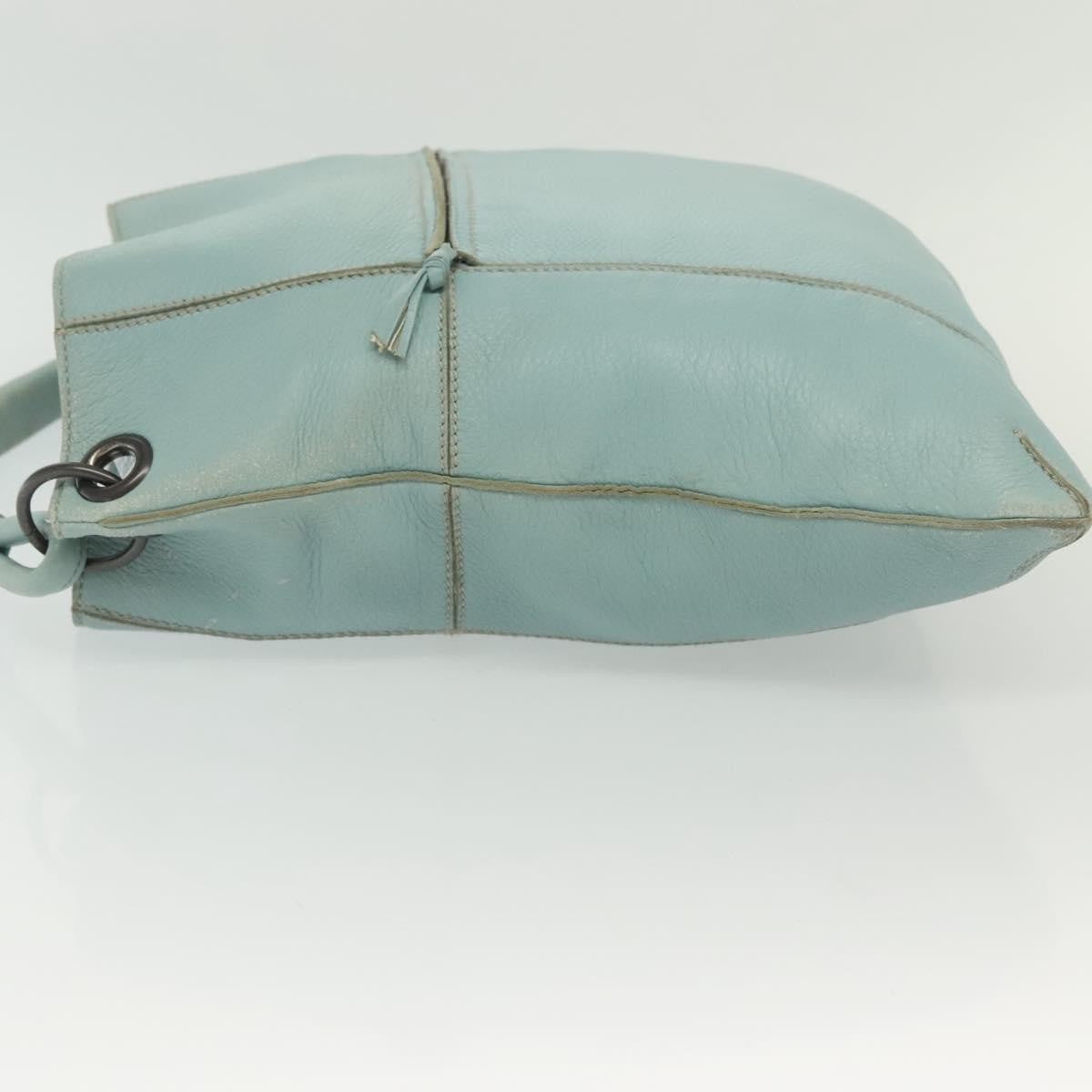 Bottega Veneta Front Zip Hobo Leather Blue Leather Bag (Authentic  )