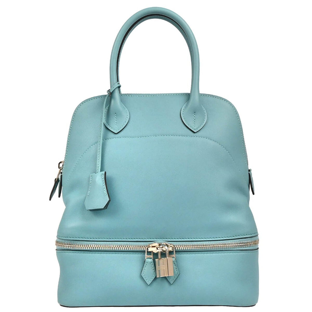 Hermes Bolide Secret Bag Swift Blue Leather Handbag (Authentic  )