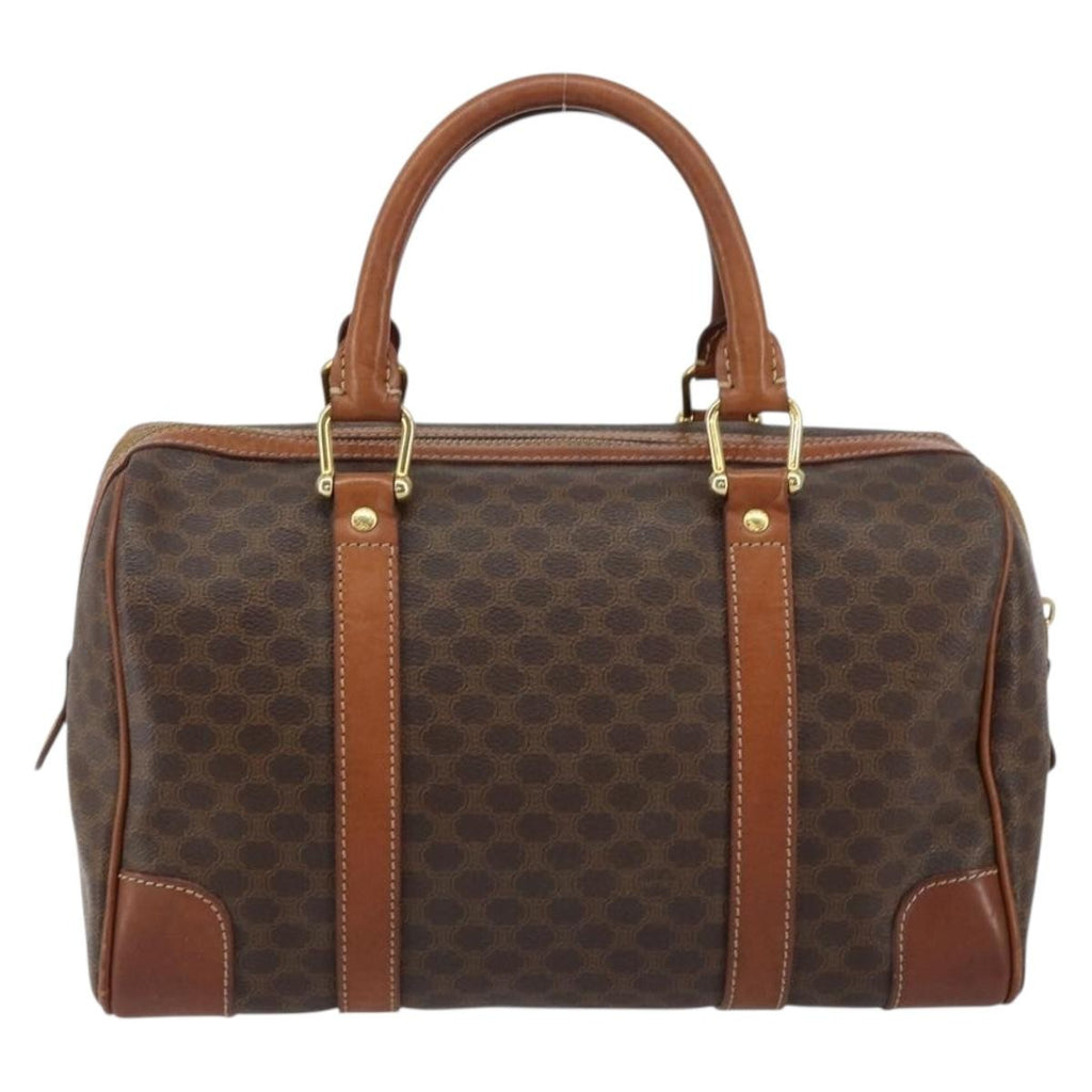 Celine Vintage Macadam Boston Bag Canvas Brown Canvas Handbag (Authentic  )