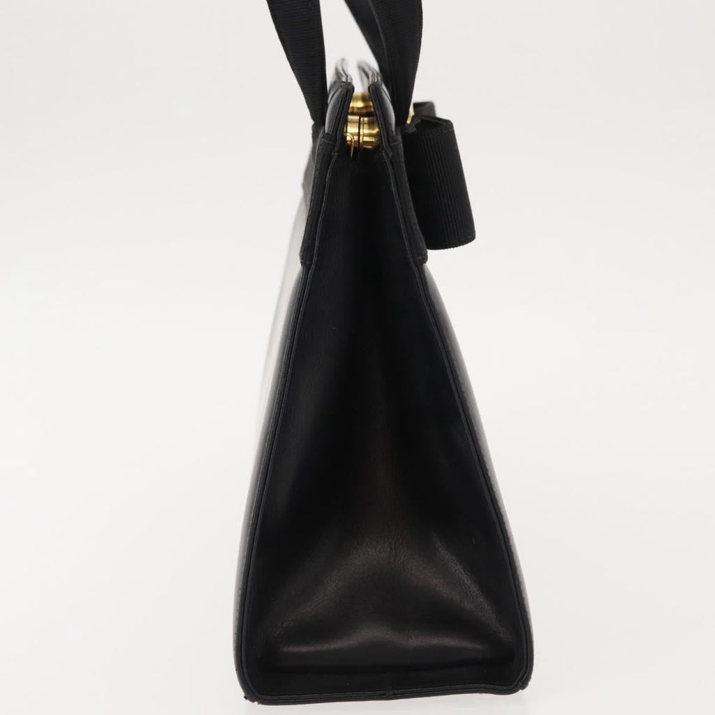 Salvatore Ferragamo Vala Handbag Leather Black Leather Handbag (Authentic  )