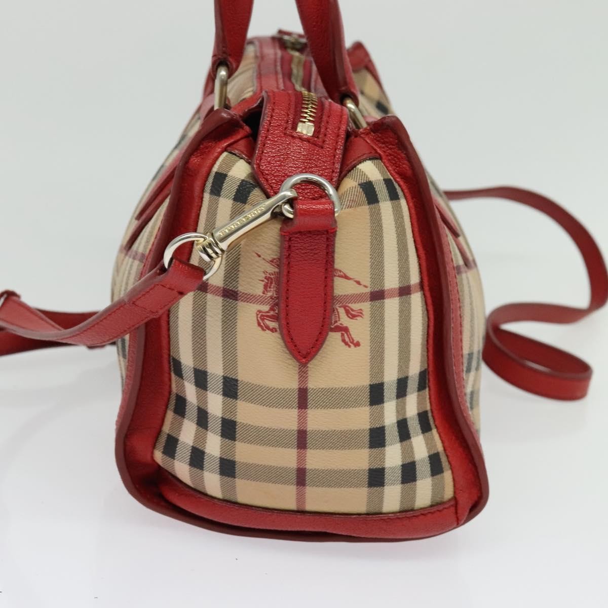 Burberry Pilgrim Satchel Haymarket Coated Canvas Beige Canvas Handbag (Authentic  )