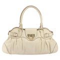 Salvatore Ferragamo Gancini Handbag Leather White Leather Handbag (Authentic  )