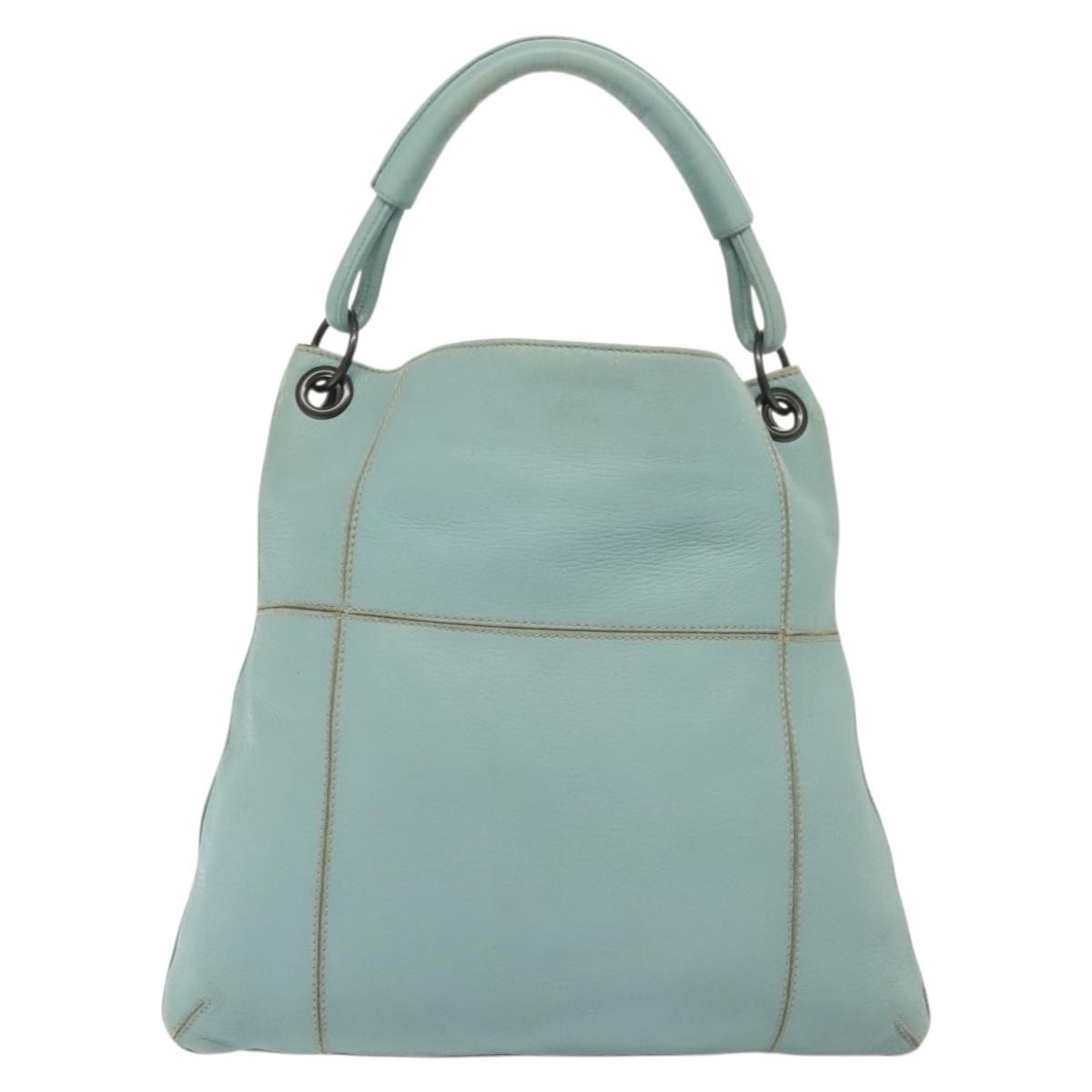 Bottega Veneta Front Zip Hobo Leather Blue Leather Bag (Authentic  )