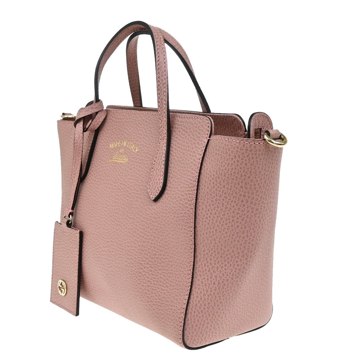 Gucci Swing Crossbody Bag Pebbled Leather Pink Leather Handbag (Authentic  )