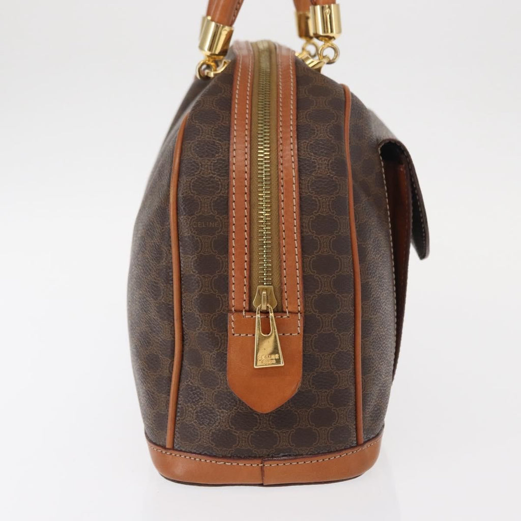 Celine Vintage Macadam Handbag Canvas And Leather Brown Canvas Handbag (Authentic  )