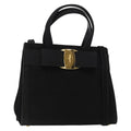 Salvatore Ferragamo Convertible Vara Bow Tote Suede Black Suede Handbag (Authentic  )