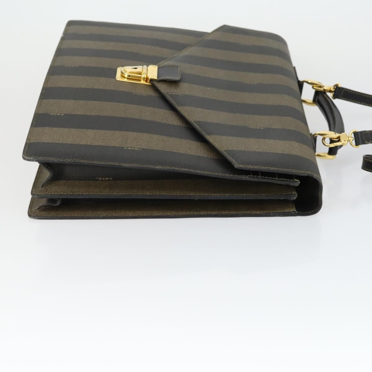 Fendi Vintage Pequin Briefcase Bag Coated Canvas Brown Canvas Briefcase Bag (Authentic  )