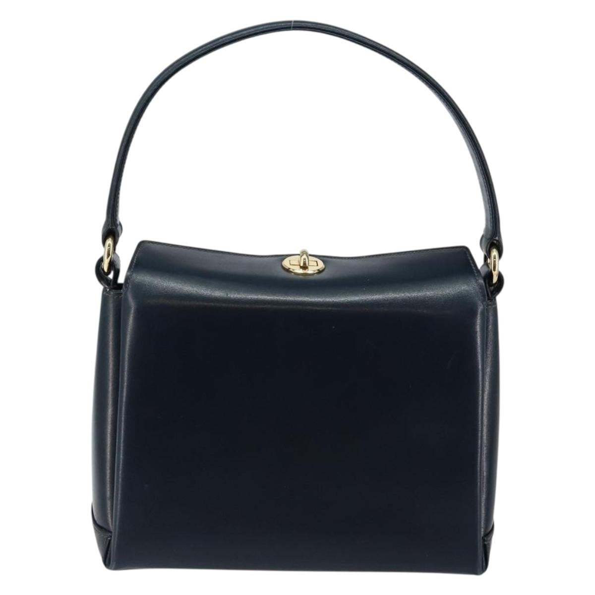 Gucci Vintage Convertible Box Crossbody Bag Leather Navy Leather Handbag (Authentic  )