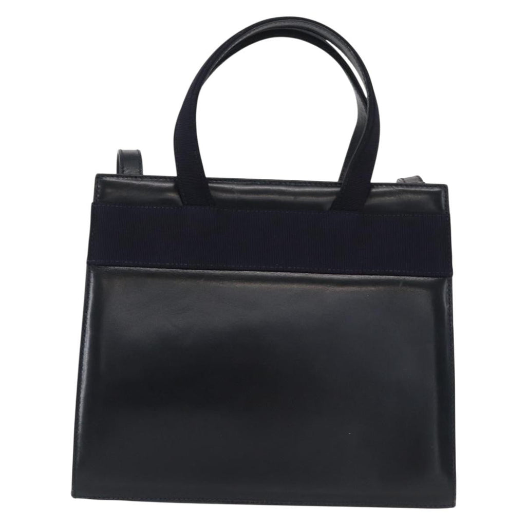 Salvatore Ferragamo Convertible Vara Bow Tote Leather Navy Leather Handbag (Authentic  )