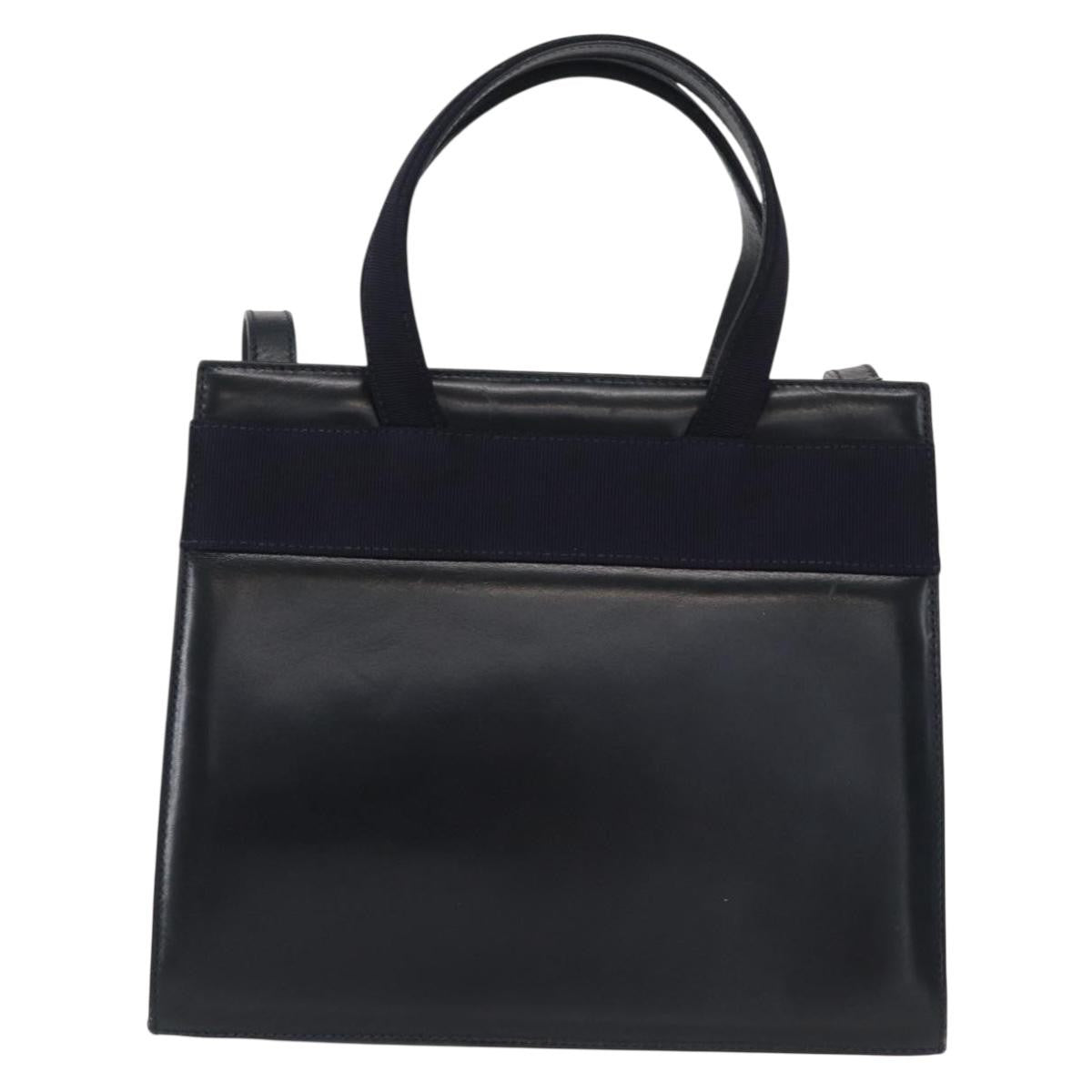 Salvatore Ferragamo Convertible Vara Bow Tote Leather Navy Leather Handbag (Authentic  )