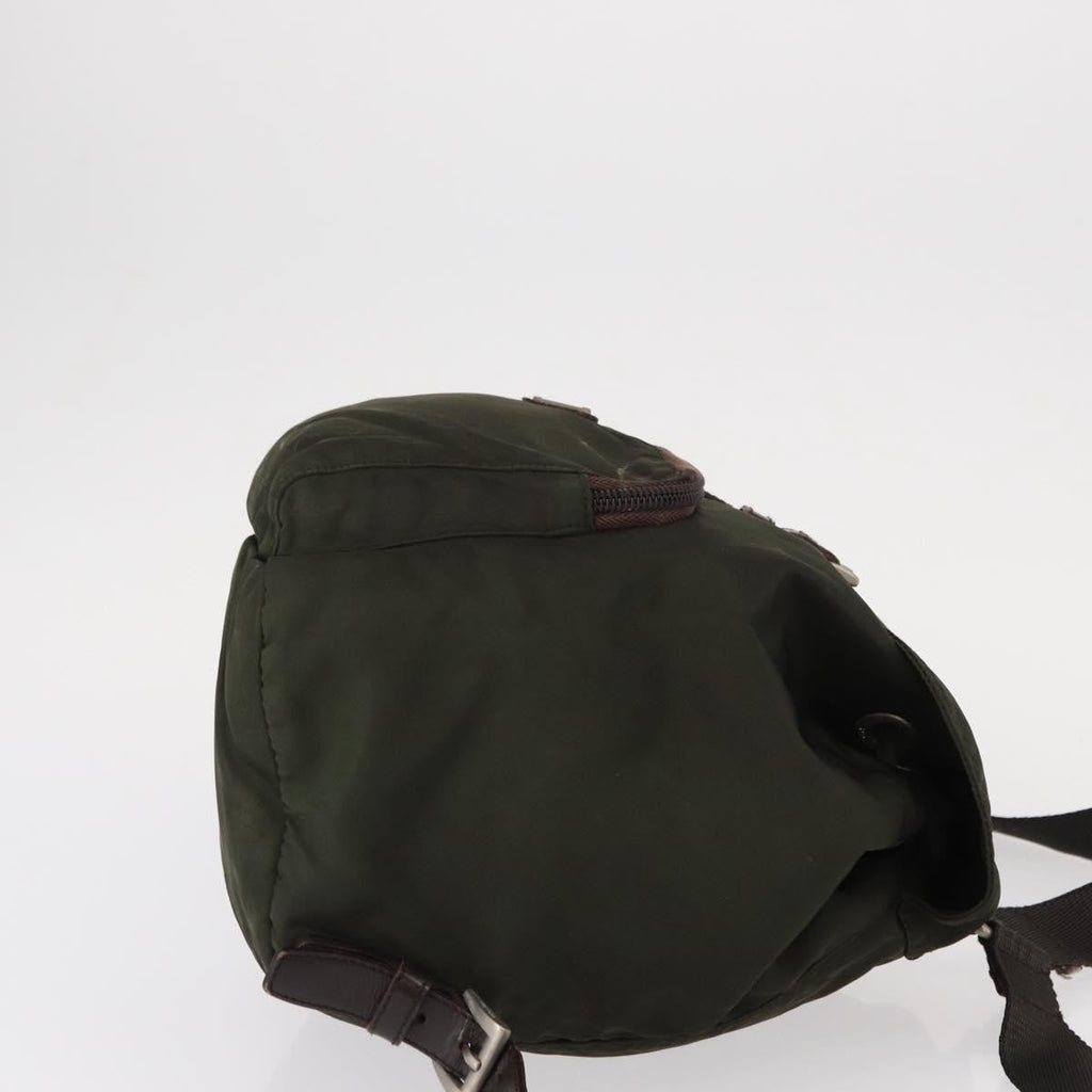 Prada Front Pocket Backpack Tessuto Khaki Nylon Backpack Bag (Authentic  )