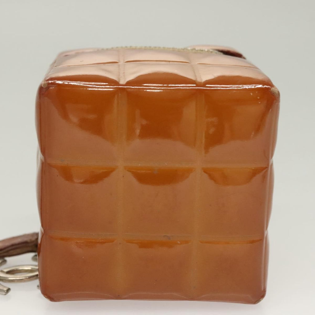 Chanel Rubiks Cube Wristlet Quilted Patent Brown Patent_Leather Bag (Authentic  )