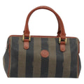 Fendi Vintage Pequin Convertible Boston Bag Coated Canvas Brown Canvas Handbag (Authentic  )