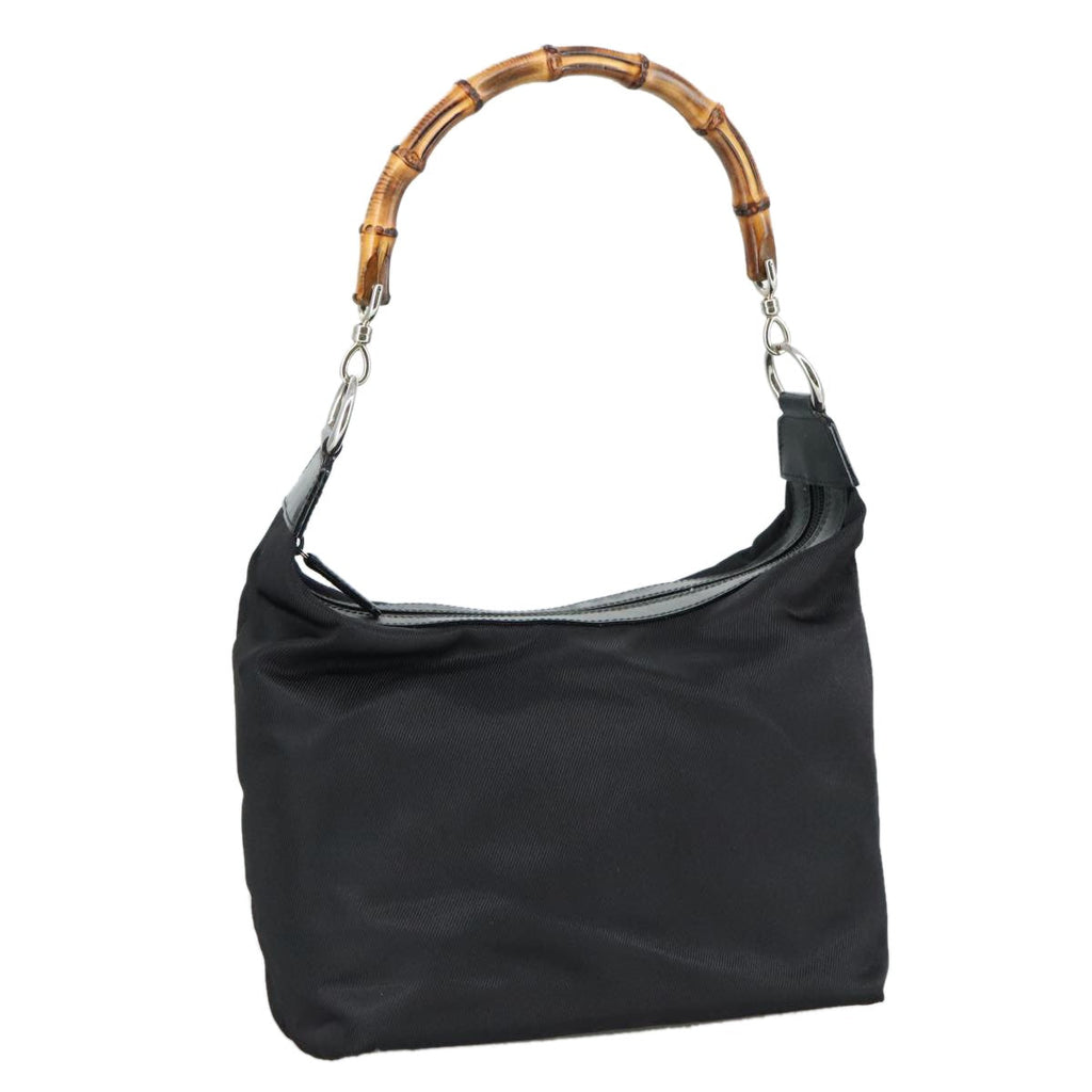 Gucci Vintage Bamboo Handle Bag Nylon Black Nylon Handbag ( )
