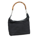 Gucci Vintage Bamboo Handle Bag Nylon Black Nylon Handbag ( )