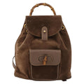 Gucci Gucci Bamboo Backpack Daim Brown Suede Backpack Bag (Authentic  )