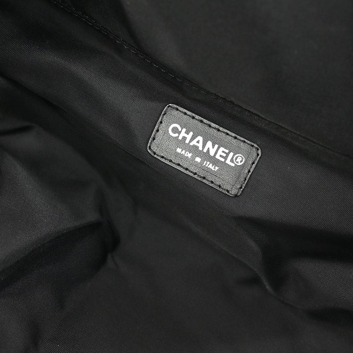 Chanel Travel Line Barrel Bag Nylon Black Nylon Handbag (Authentic  )