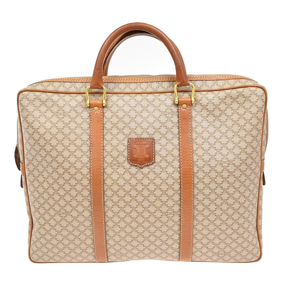 Celine Macadam Briefcase Canvas And Leather Brown Canvas Briefcase Bag (Authentic  )