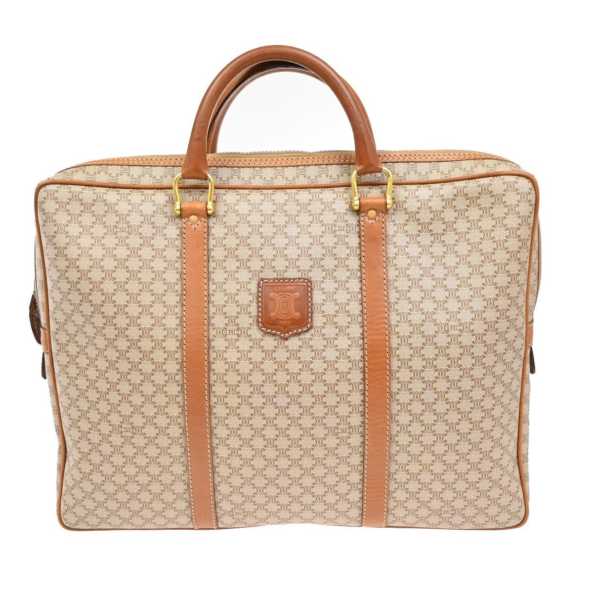 Celine Macadam Briefcase Canvas And Leather Brown Canvas Briefcase Bag (Authentic  )