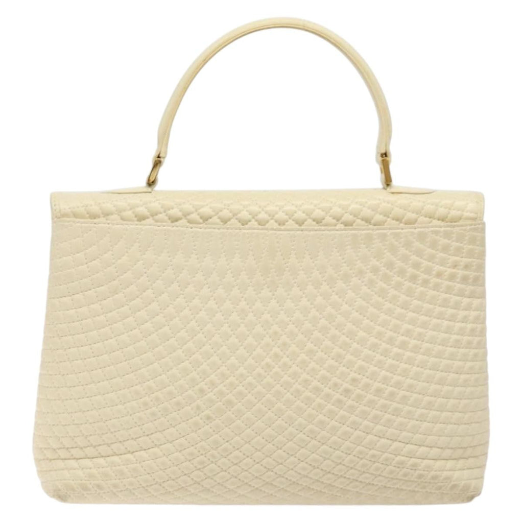 Bally Vintage Flap Handbag Quilted Leather Ecru Leather Handbag (Authentic  )