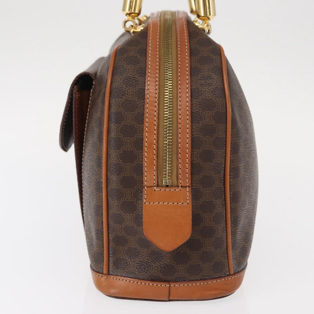 Celine Vintage Macadam Handbag Canvas And Leather Brown Canvas Handbag (Authentic  )