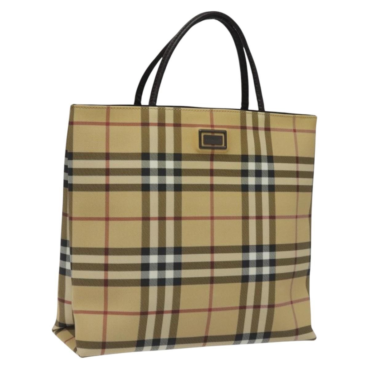 Burberry Nova Check Handbag Nova Check Canvas Beige Canvas Handbag (Authentic  )