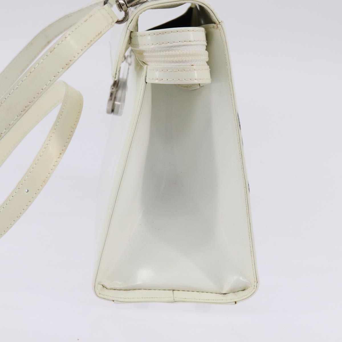 Salvatore Ferragamo Gancini Handbag Patent Leather White Patent_Leather Handbag (Authentic  )