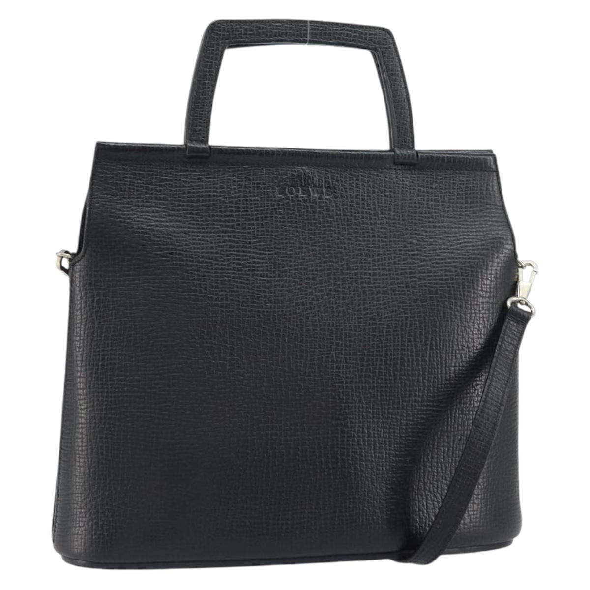 Loewe Vintage Handbag Leather Black Leather Handbag (Authentic  )