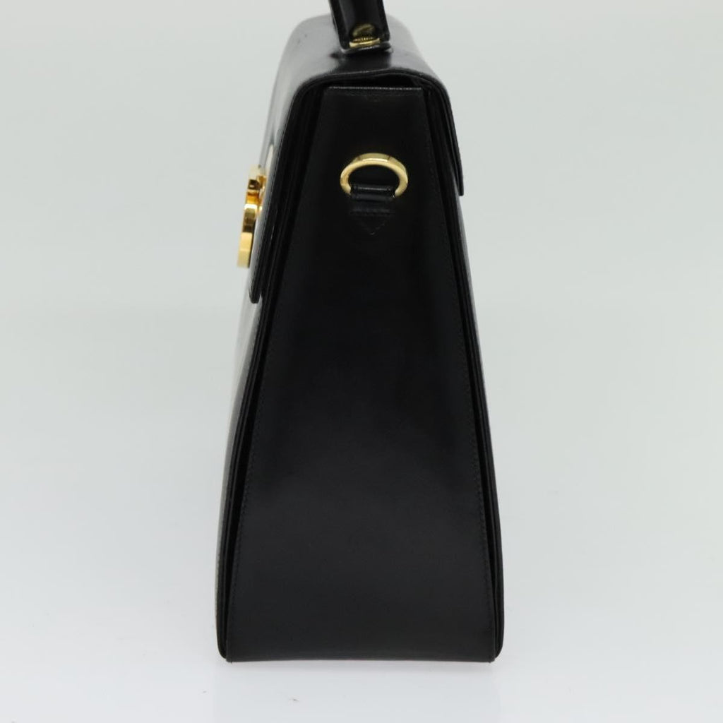 Salvatore Ferragamo Gancini Convertible Top Handle Bag Leather Black Leather Handbag (Authentic  )