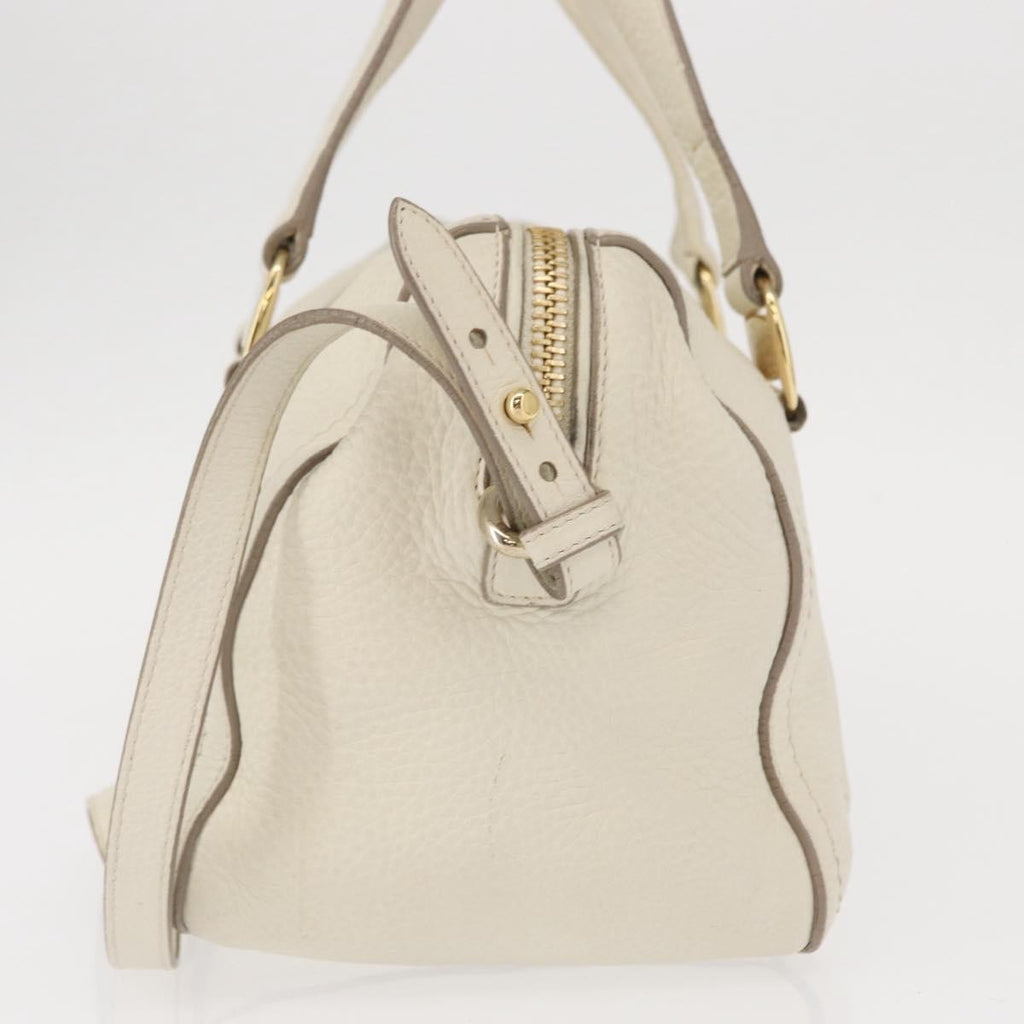 Salvatore Ferragamo Vala Handbag Leather White Leather Handbag (Authentic  )