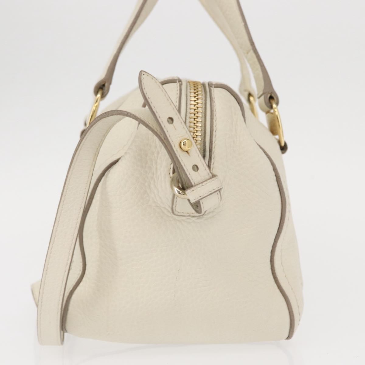 Salvatore Ferragamo Vala Handbag Leather White Leather Handbag (Authentic  )