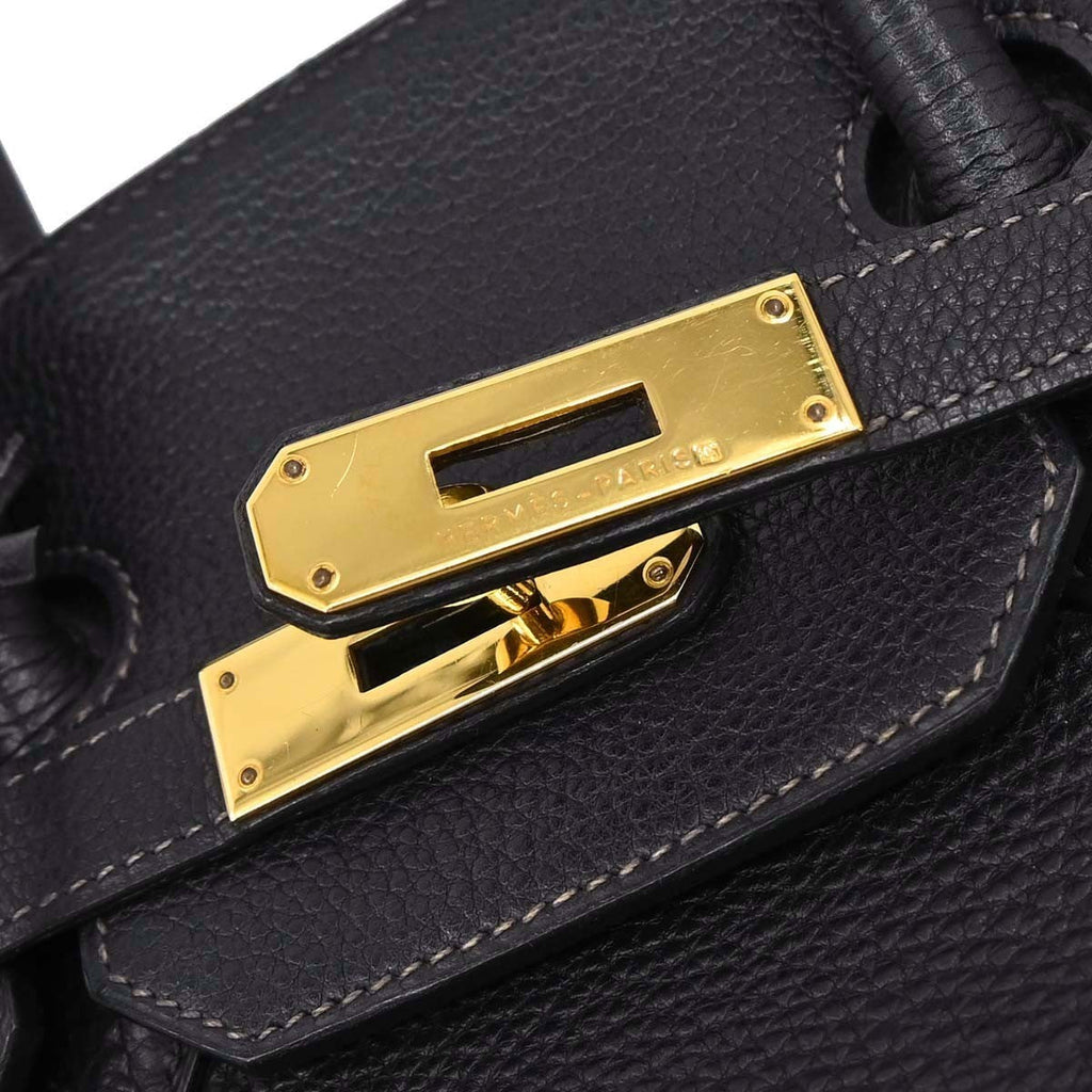 Hermes Birkin Handbag Blue Togo With Gold Hardware Blue Leather Handbag ( )