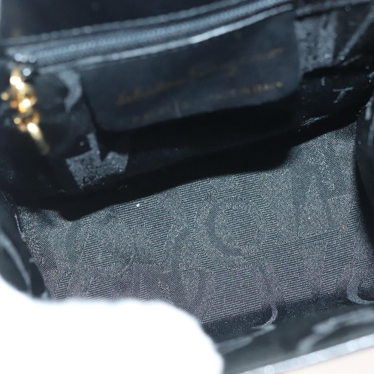 Salvatore Ferragamo Vintage Gancini Convertible Top Handle Bag Leather Black Leather Handbag (Authentic  )