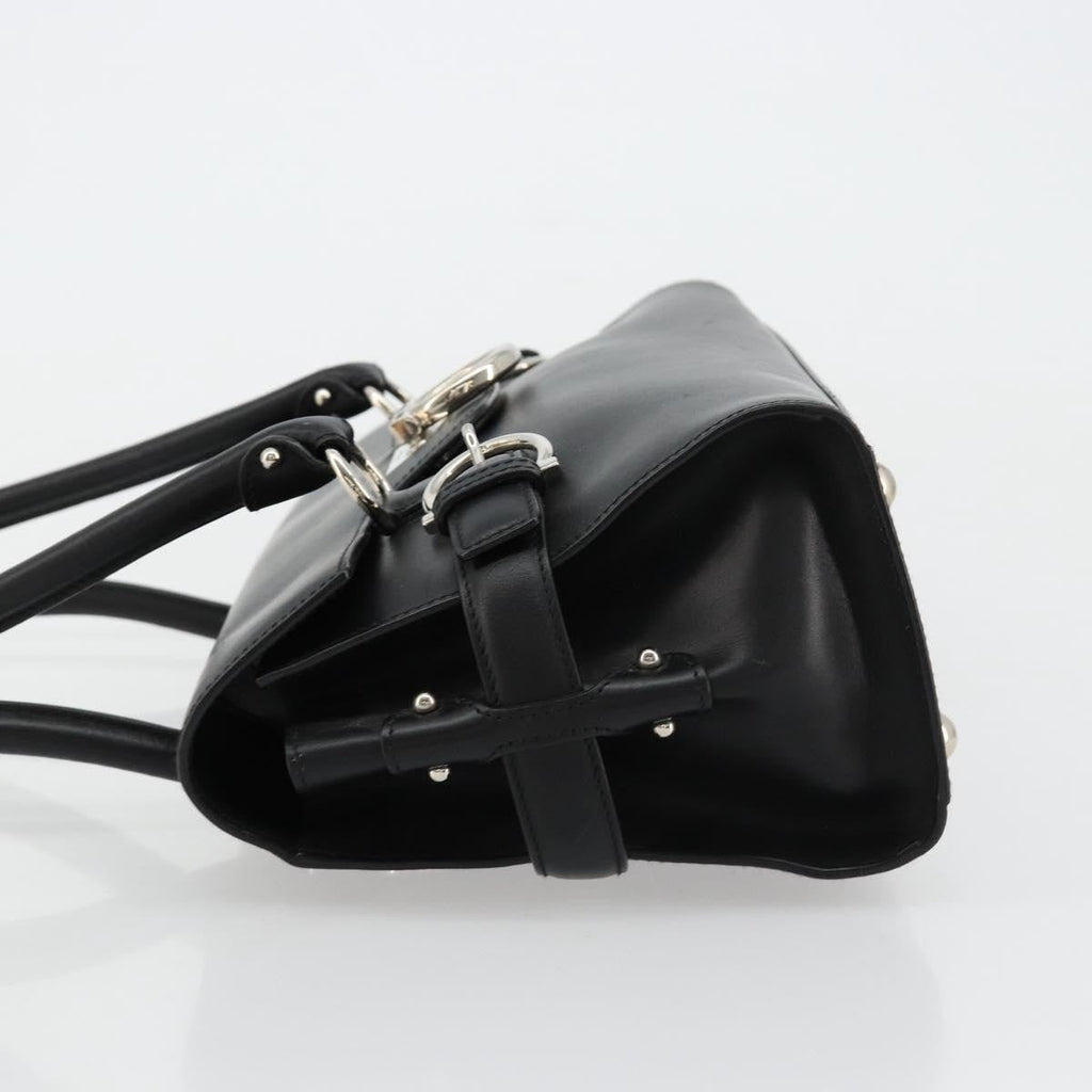 Salvatore Ferragamo Gina Satchel Leather Black Leather Handbag ( )