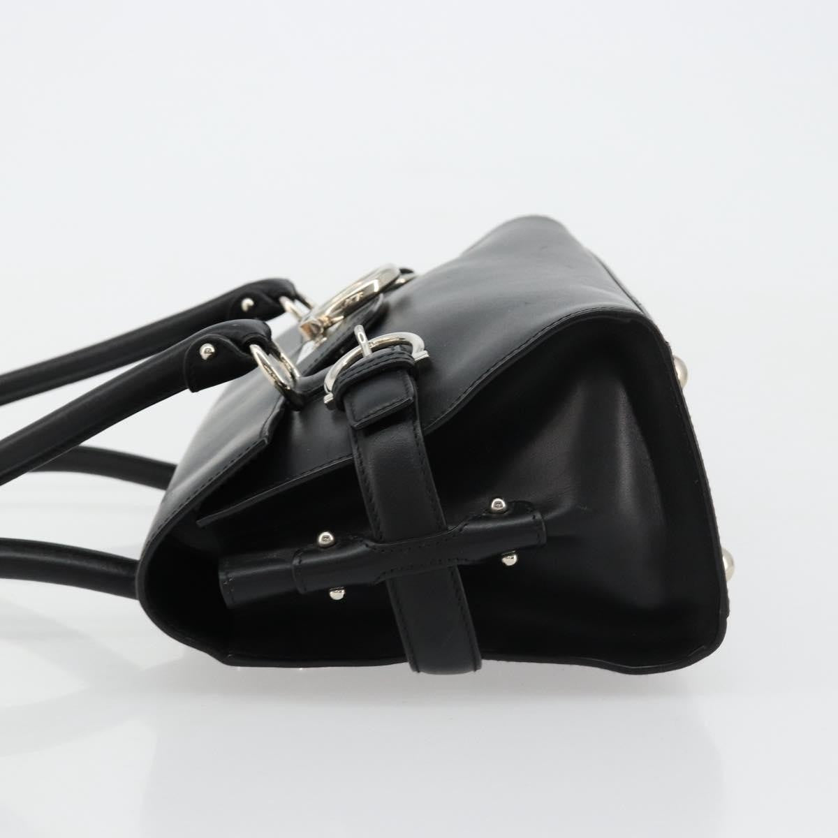 Salvatore Ferragamo Gina Satchel Leather Black Leather Handbag ( )