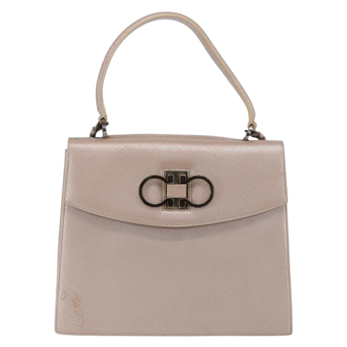 Salvatore Ferragamo Gancini Handbag Leather Pink Leather Handbag (Authentic  )