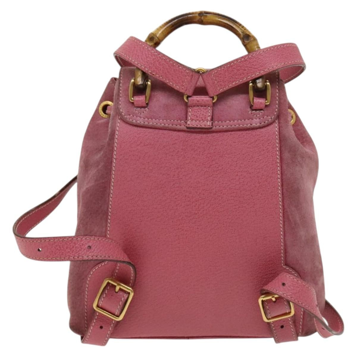 Gucci Gucci Bamboo Backpack Daim Pink Suede Backpack Bag (Authentic  )